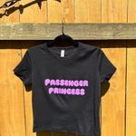 Bella Canvas Passenger princess, pink sparkle,‎ black crop handmade size large baby tee Photo 1