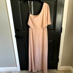 Lulus nwt  one shoulder maxi bridesmaid formal angelic way blush dress medium Photo 5
