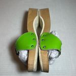 Dr Scholls The Original Wood Exercise Sandal Lime Green Leather Sz 8 Photo 5