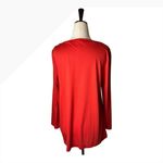 J.Crew  Shirt Women Large Orange Red Jersey Pleated Front Long Sleeve Top Preppy Photo 1