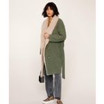 Heartloom Evaline Quilted Belted Tie Waist Sherpa Teddy Trim Coat Jacket Small Photo 1