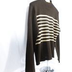Harvé Benard Women's | Harve Benard | Brown Tan Striped Mock Neck Sweater Photo 2