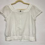 prAna  White Pleated Short Sleeve Blouse Womens XS Beachy Casual Cotton Peasant Photo 8