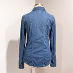 White House | Black Market WHBM Women's Blue Jeweled Denim Shirt Size 4 Photo 3