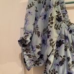 Beyond words Light Blue Leaf Print Midi Dress Photo 4