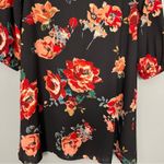 Everly  Anthropologie Floral Shift Dress Black Red 3/4 Sleeve Women’s Medium Photo 3