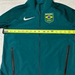 Nike Brazil Soccer Training Jacket Womens XS Teal Zip Up Photo 4