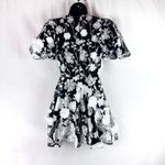 Elliatt Selene Black White Floral Embroidered Puff Sleeve V Neck Mini Dress XS Photo 5