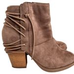 Charlotte Russe Rider Boots Taupe Size 9 Ankle Bootie Faux Suede Western Chunky Photo 4
