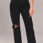 Abercrombie & Fitch  The Dad High Rise Curve Love Black Wash Denim Jeans Size 10S Photo 0