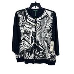 Ralph Lauren Lauren  2X Silk Cashmere Cardigan Sweater Black White Floral NWT Photo 2