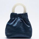 ZARA NWT Blue Pearl Handle Crossbody Bag Photo 0