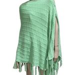 LuLaRoe Rare HTF Chenille Mint “Mimi” Sweater Knit Wrap Poncho Cape Fringe Scarf Photo 0