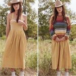 The Great The Laurel Dress Cotton Sundress Stripe Size 0 Gold Photo 14