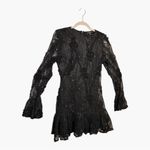 Lulus  Darling Era Black Lace Appliqué Ruffled Mini Dress Evening Gothic Small
L Photo 4