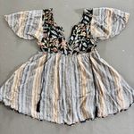 Free People Under the Sun Tunic Top Mini Dress Size Small Floral Striped Photo 1