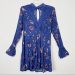 Lulus Lulu’s New You Royal Blue Floral Long Sleeve Mini Dress Photo 1