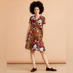 Brooks Brothers  Red & Green Floral-Print Cotton Sateen Wrap Dress Size 2 XS Photo 10