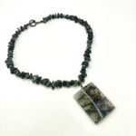 Moss agate sterling silver pendant necklace Green Photo 1