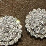 Bluette Made In France Shoe Clips Silvertone Rhinestones 1 inch Silver Photo 0