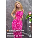 DOKOTOO Womens Pink White Floral Smocked Maxi Dress Jumpsuit Spaghetti Strap Size XL Photo 2