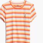 Madewell  Daisy Embroidered Northside Vintage Tee in Broadway Stripe Size XS Photo 3