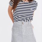 Madewell Stretch A-Line Mini Skirt in Navy Stripe Photo 3