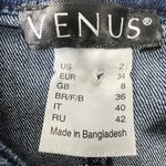 Venus  Denim Military Jacket Women’s Sz 2 Blue Quilted Sleeves Gold Buttons Chic Photo 1