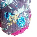 Y2K Peplum Top Butterfly Floral Embroidered Lace Size Large Purple Pink Cotton Photo 5