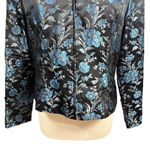 Jessica McClintock Vintage Jacket Size 14 Black Blue Floral Photo 2