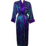 Victoria's Secret Vintage Gold Label Green Purple Satin Wrap Robe size S / M Photo 7