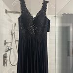 Sherri Hill NWT Enticing Beaded Lace Long Dress in Black Sz 0 $298 Photo 4