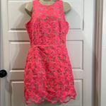 Adelyn Rae  Mila Lace Halter Mini Dress Hot Pink Coral neon medium Photo 3