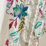 Johnny Was NWOT  100% Ramie Embroidered Floral Button-Down Tunic Shirt Blouse S Photo 6