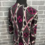 Tory Burch  Dabney Cardigan Sweater 100% Wool Ikat Print Black Pink Size Small Photo 5
