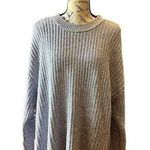 American Eagle Womens blue open knit crochet boxy oversized pullover sweater M Photo 0