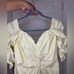 ASOS DESIGN off shoulder twist with button detail Yellow Mini Dress Size 6 Photo 3