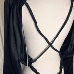 We Wore What ‎ Billow Sleeve Satin Crop Top Black Size XL Photo 3