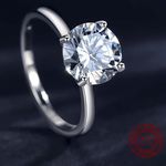 Sterling Silver SIZE 8 925 Classic Four Claw Emerald Cut CZ Ring Photo 1