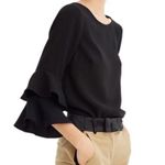 J.Crew Drapey Crepe Tiered Bell Sleeve Top Black Size 6 Photo 1