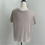 American Eagle  Boxy Ribbed T-Shirt‎ Small Tan Cream Oversized Elevated Basic Tee Photo 2