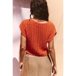 ZARA  Women's Orange Open Knit Cropped Sweater Top Size M Photo 1