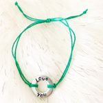 Adjustable “Love You” Hemp Bracelet Green Photo 3