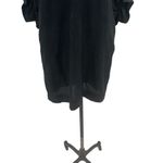 Apiece Apart  Mini Shift Dress Balloon Sleeve V-Neck Linen Tencel‎ Black Size 2 Photo 4