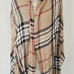 V. Fraas  Beige Tartan Plaid Large Scarf Wrap Photo 0