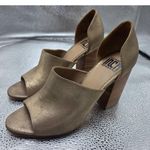 Fortress of Inca Anthropologie Metallic Gold Leather Heels Shoes Size 38 Photo 0