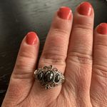 Adjustable Avon Black and Silver Scroll Ring size 5 Photo 0