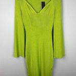 Gabrielle Union Spring Green Long Sleeve Ribbed Knit Midi Bodycon Dress Medium Photo 9