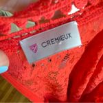 Daniel Cremieux CREMIEUX Flowy Crochet Keyhole High Neck Blouse Red Small Photo 4