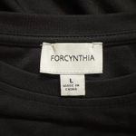 For Cynthia Black Feather Trim Short Sleeve Statement Top Women’s L Photo 1